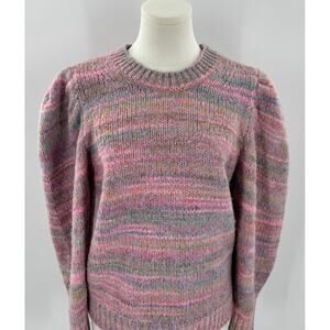 Loveshackfancy Aquarius Sweater Pink Cloud Chunky Knit Puff Sleeve Medium